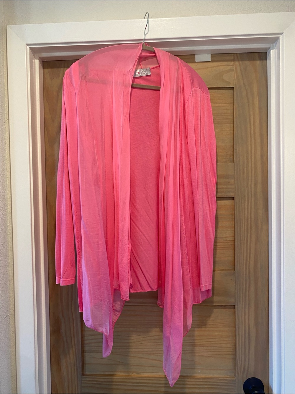 Women's Draped Open-Front Pink Cardigan
